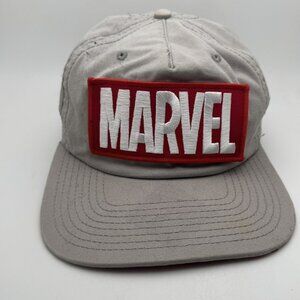Marvel Comics Logo Baseball Hat Cap Gray Red Snapback Adjustable Mens